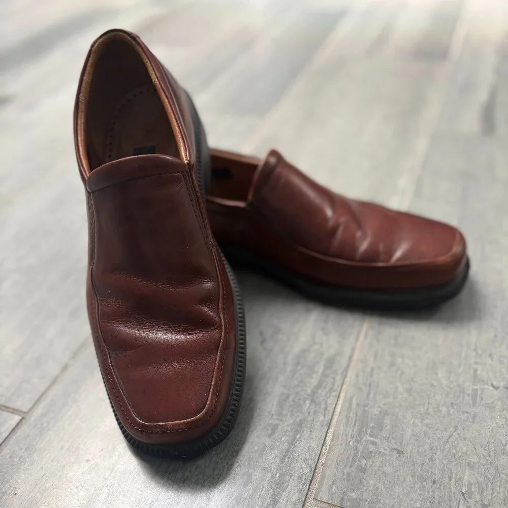 Ecco Leather Slip-On Loafers Light Brown Dress Casual Shoes Size EU 43/US 9-9.5